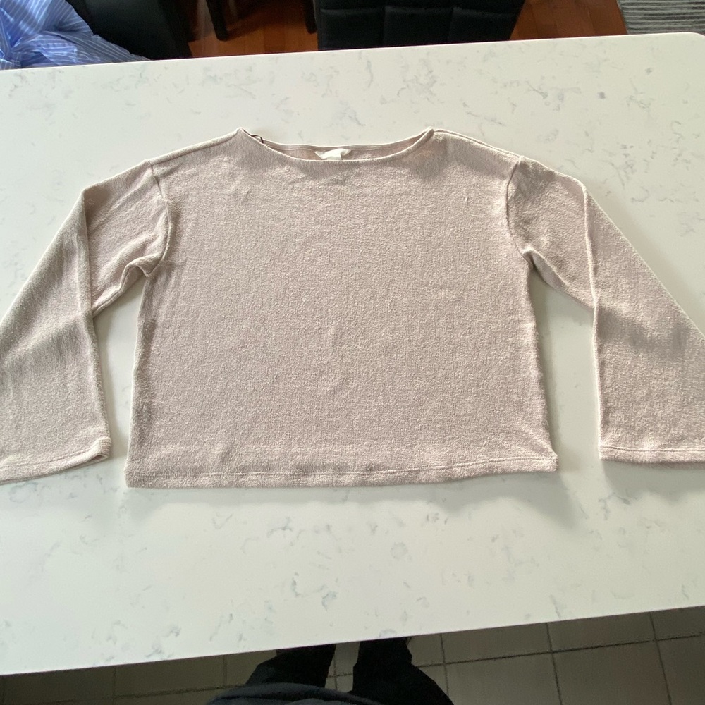 Beige Lightweight Boxy Long Sleeve Top